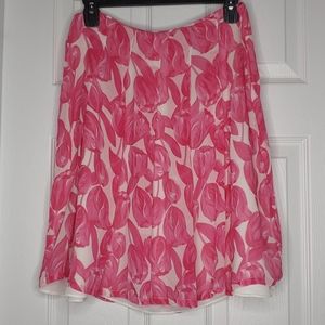 Tulip Print Silk Skirt